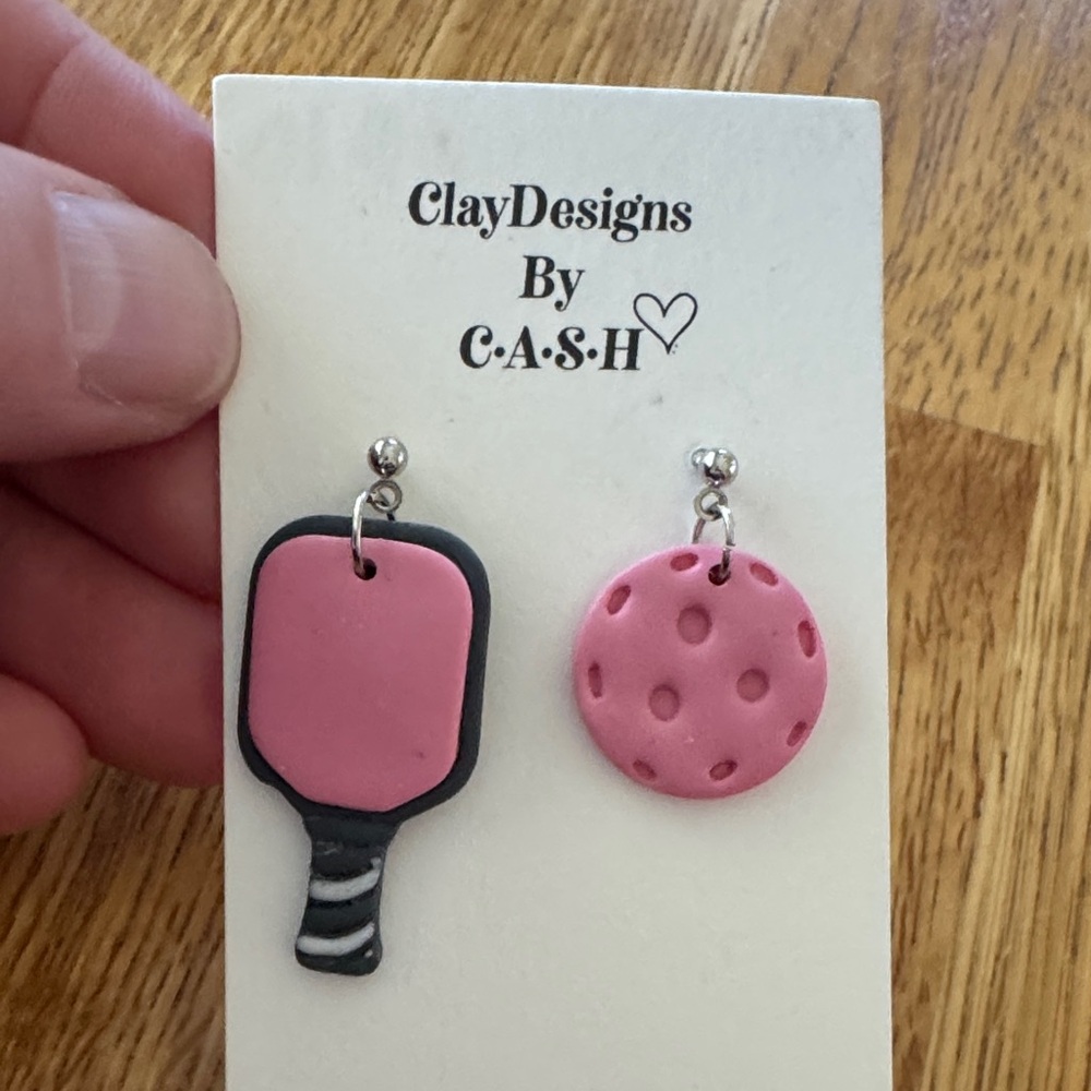 Pink Pickleball Earrings